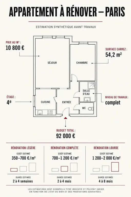 Appartement a renover paris : comparaison visuelle des critères clés avant achat